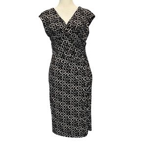 Lauren Ralph Lauren, cap sleeve geometric print slinky Midi dress